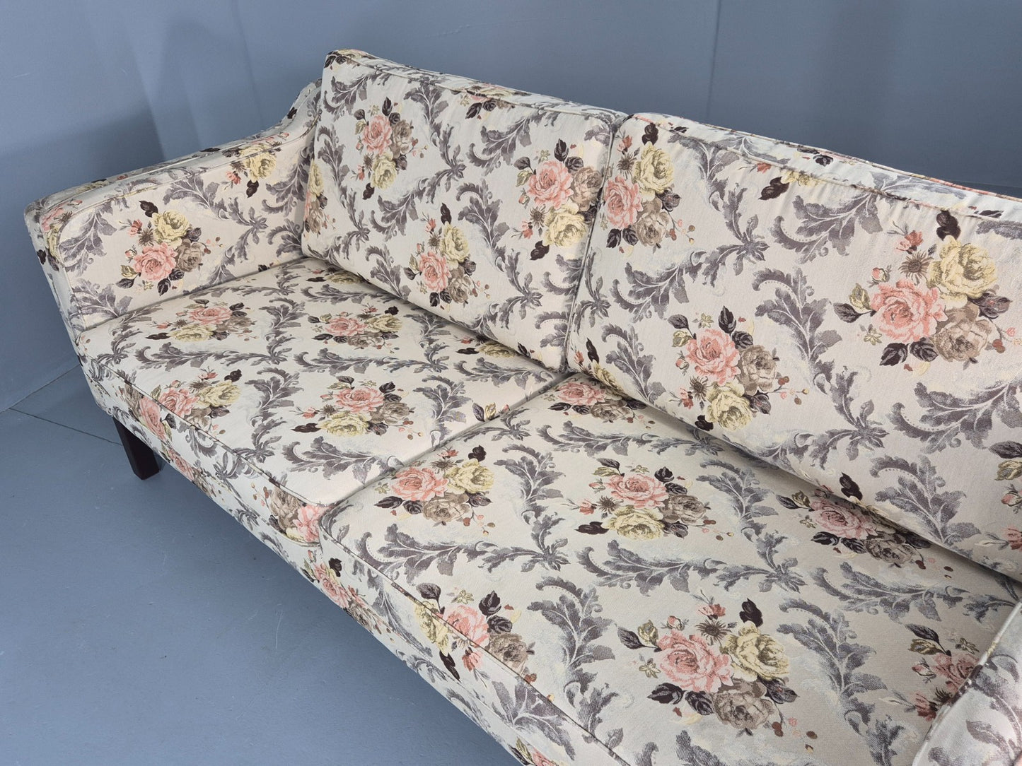 Vintage Danish 2 Seater Sofa 1970s Classical Floral Print Mid Century EB12540