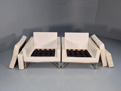 2 Vintage 1960s Robin Day Club Chairs White Vinyl Mid Century Originals EB9973