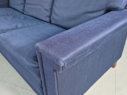 Vintage 3 Seater Sofa Mid Century Danish Dark Blue Wool Retro 1960s  EB12230