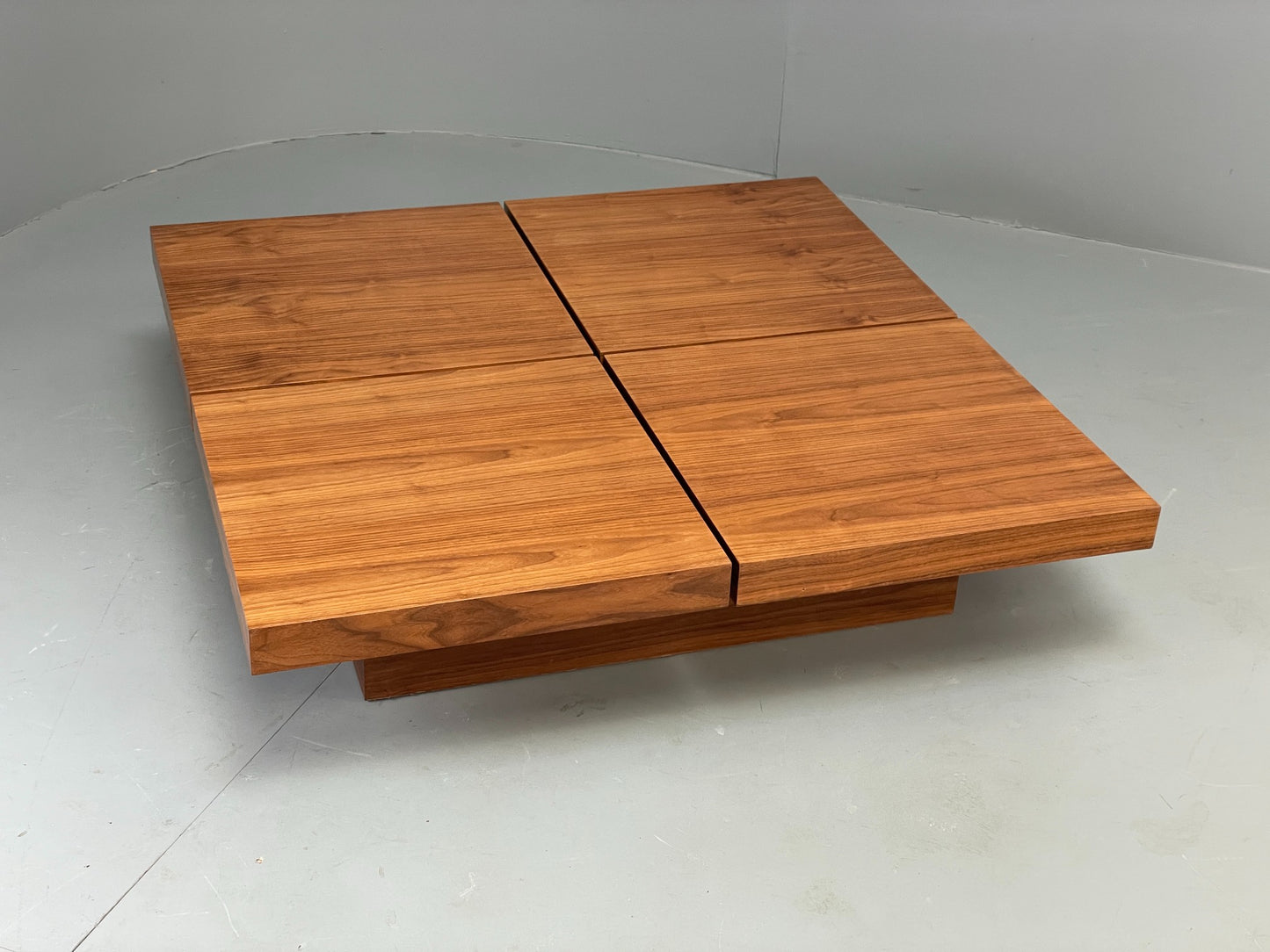 Square Coffee Table Walnut Modern Japanese Style With Storage EB12519
