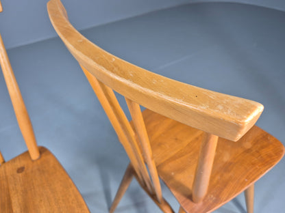 2 Vintage Ercol 391 Dining Chairs beech and Elm 1960s Retro EB12234