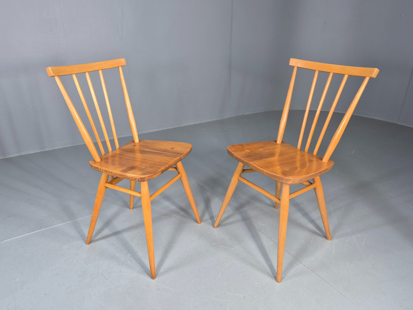 2 Vintage Ercol 391 Dining Chairs beech and Elm 1960s Retro EB12234
