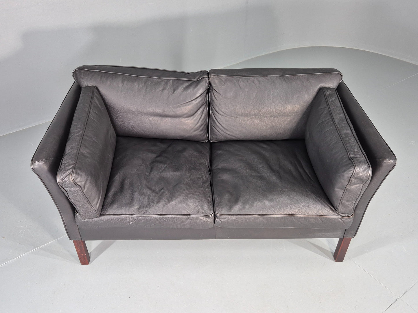 Vintage 2 Seater Sofa Stouby Danish Retro MCM Brown Leather 1980s EB12432