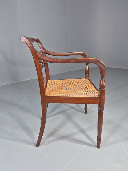 Vintage Regency Style Mahogany Armchair with Bergere Seat 1900s Antique Eb12585