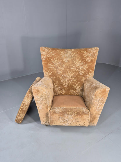 Vintage Lounge Chair 1960s Retro Minty floral wingback EB11846