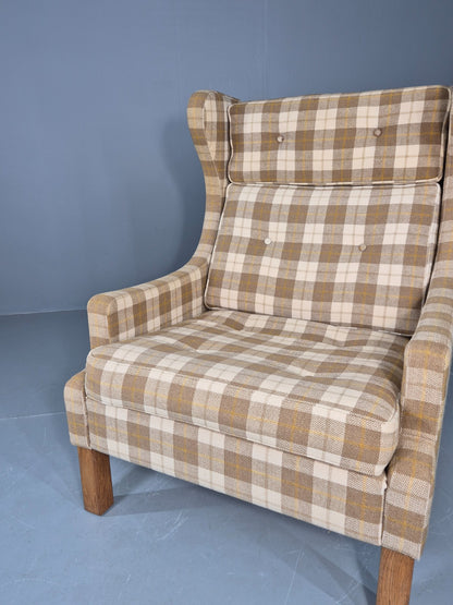 Vintage Mid Century Wing Back Lounge Chair Danish Design Retro EB12398