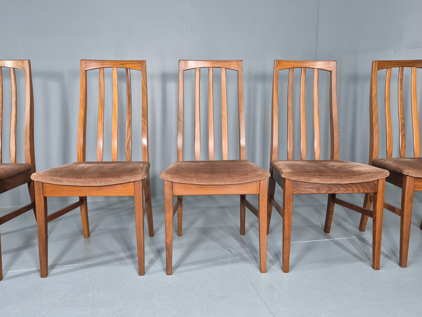 6 Vintage Mid Century Dining Chairs Teak 1970s Original Retro EB12254