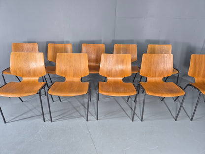 11 Vintage Stacking Chairs Industrial Danish Design Bent Ply Retro MCM EB12661