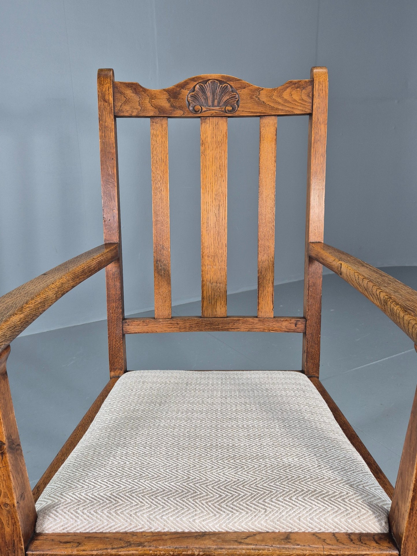 Arts and Crafts Oak Elbow Chair 1900s Antique New Seat  EB12524