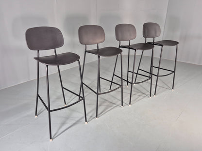 4 Tondina High Stools Infiniti Italian Design Black Plastic Pop Model  12998