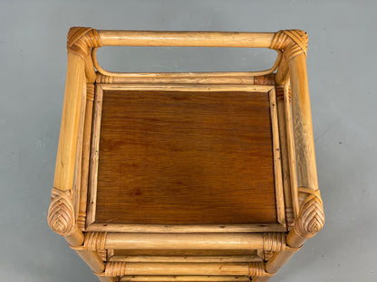 Vintage Bamboo Shelf Stand Mid Century Retro Bathroom Makeup Storage EB13121