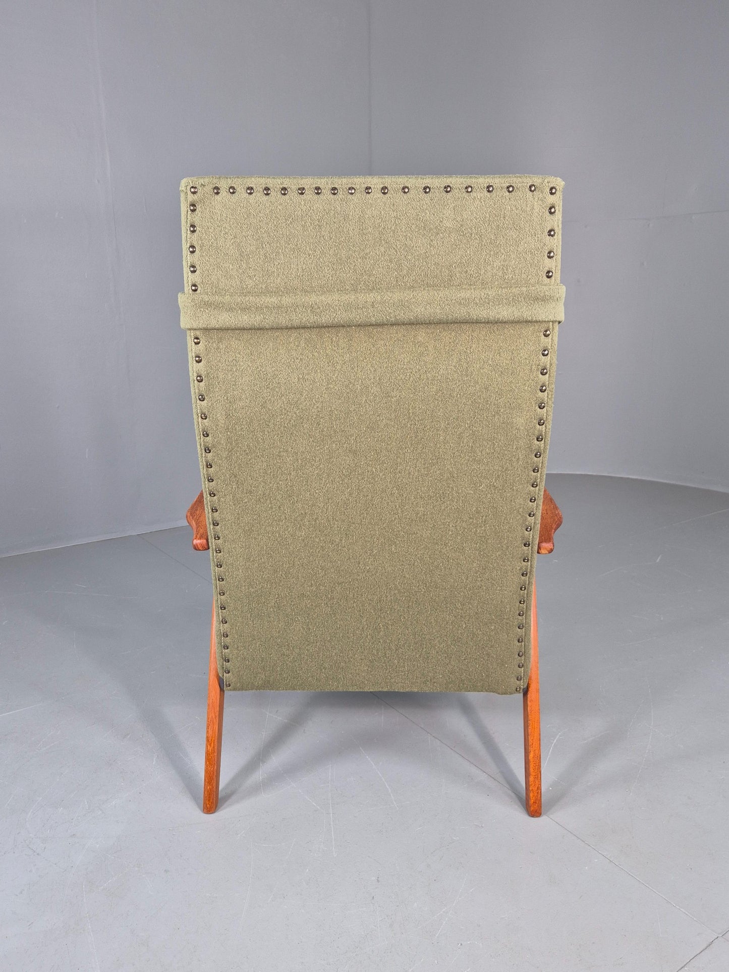 Vintage Mid Century Danish Lounge Chair Teak Frame High Back 1960s Retro EB12125