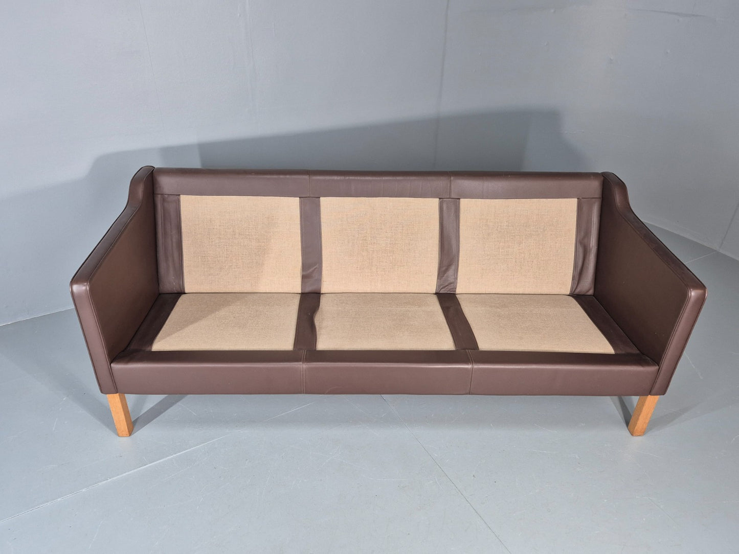 Vintage 3 Seater Sofa Mid Century Retro Brown Leather Mogensen  EB11637 M3SS
