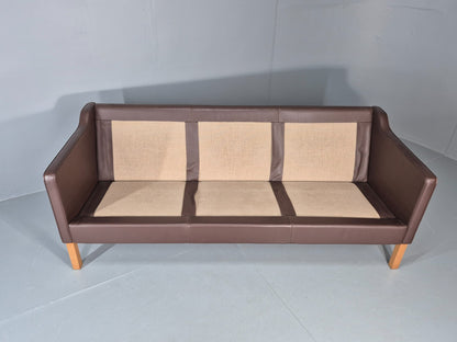 Vintage 3 Seater Sofa Mid Century Retro Brown Leather Mogensen  EB11637 M3SS