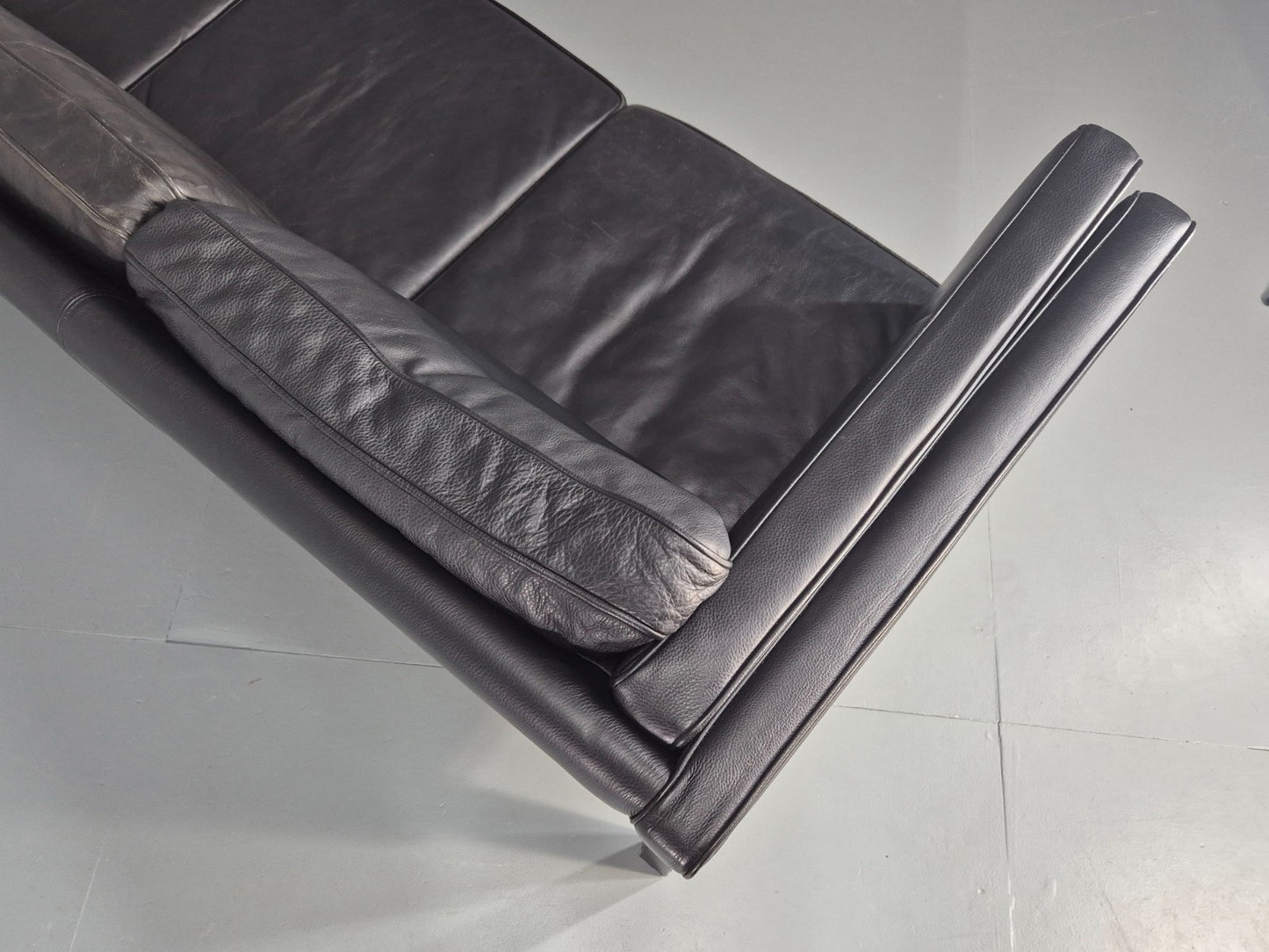 Vintage 3 Seater Sofa Danish Design Black Leather Mid Century Retro EB8627 M3SS