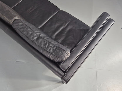 Vintage 3 Seater Sofa Danish Design Black Leather Mid Century Retro EB8627 M3SS
