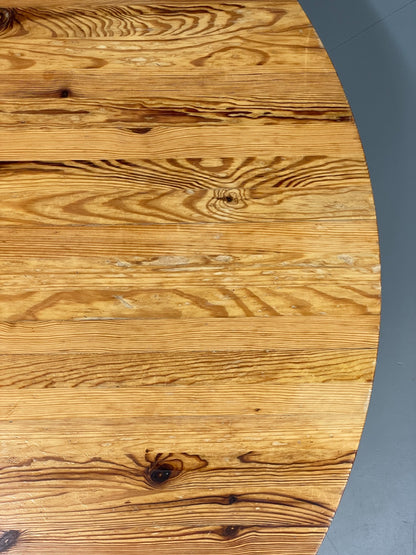 Vintage Coffee Table Round Solid Pine Swedish 1970s Wilhelmsson Style EB11177