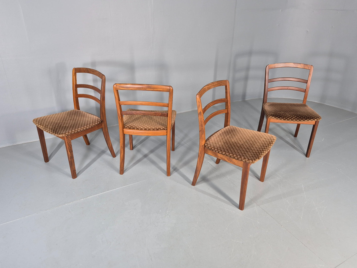 4 Vintage G plan Dining Chairs  Ladder Back Original Seats Teak 1970s EB12174