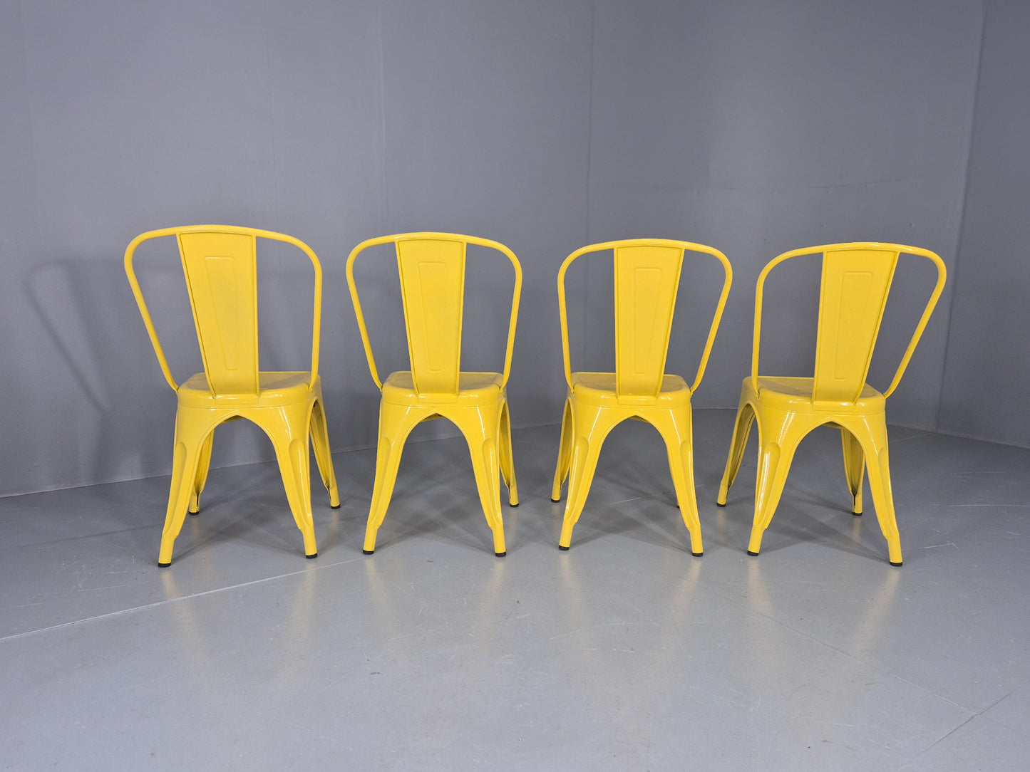 4 Yellow Tolix Stlye Stacking Chair VG Condition Vintage Industrial Eb12593