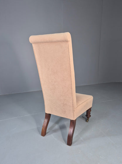 Vintage Slipper Chair Edwardian Antique Cream Cotton Oak Frame EB13125