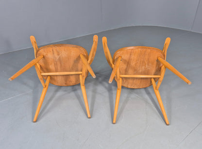 2 Ercol Goldsmith Elbow Chairs Blonde Wood 1960s Retro MCM  EB12544