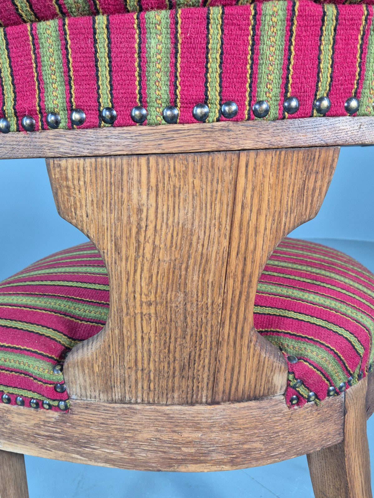 Antique Danish Library Chair Oak Frame Wool Upholstery 19th Century EB12772