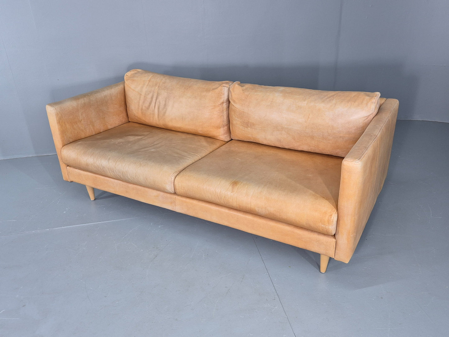 Vintage 2.5 Seater Sofa Danish Style Modern Design Tan Leather EB12482