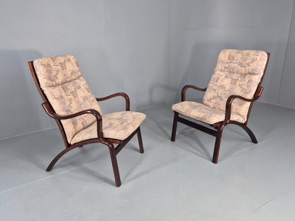 Vintage Danish Bentwood Lounge Chairs 1980s Stouby Retro MCM EB12130
