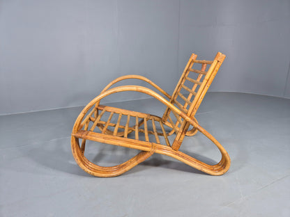 Vintage Bent Bamboo and Rattan Lounge Chair Rohe Noordwolde MCM Retro Eb12591