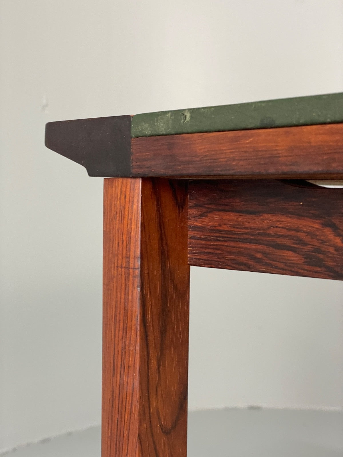 Vintage 1960s Side Table By Hans Olsen Sweden Green Leather Top EB11186