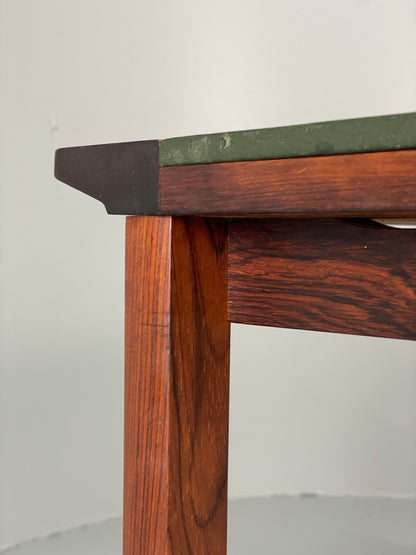 Vintage 1960s Side Table By Hans Olsen Sweden Green Leather Top EB11186