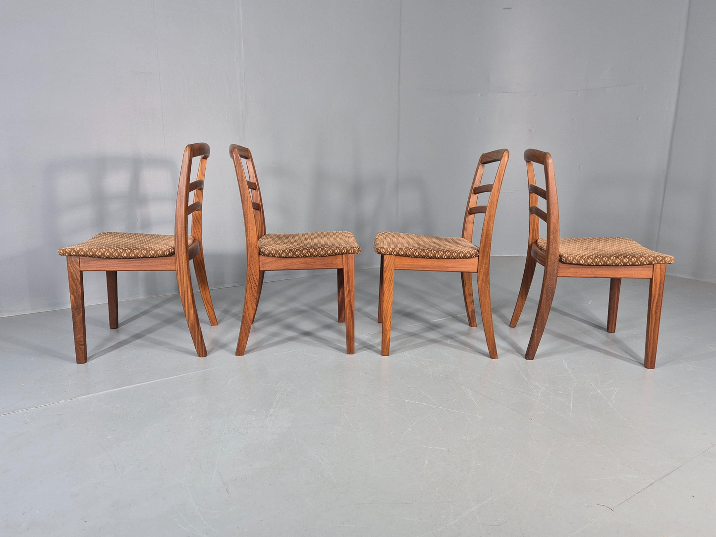 4 Vintage G plan Dining Chairs  Ladder Back Original Seats Teak 1970s EB12174