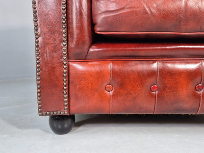 Vintage Chesterfield Club Chair Red Leather 1970s Retro EB12252