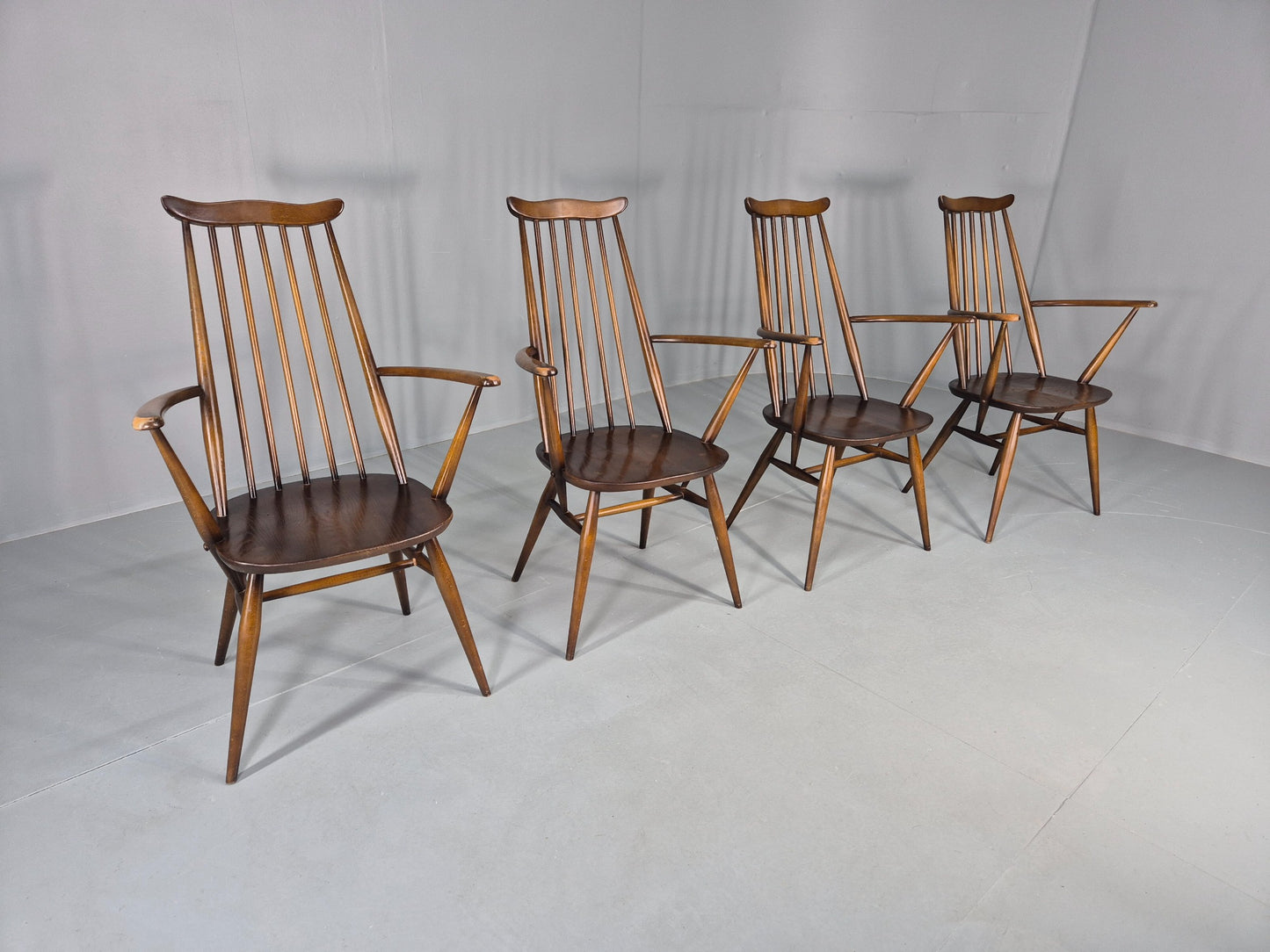 4 Ercol Goldsmith Elbow Carver Chairs 1960s Retro MCM Eb12592