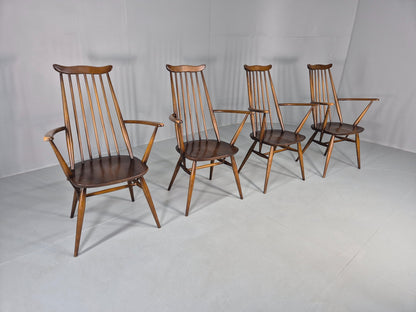 4 Ercol Goldsmith Elbow Carver Chairs 1960s Retro MCM Eb12592
