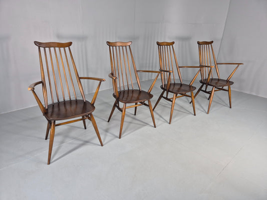 4 Ercol Goldsmith Elbow Carver Chairs 1960s Retro MCM Eb12592