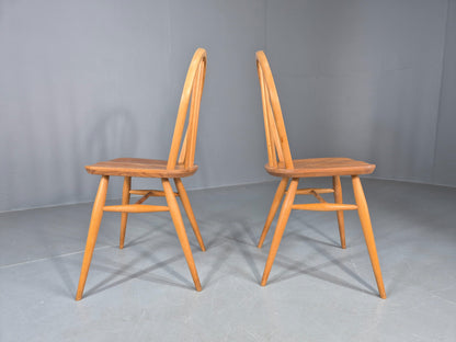 2 Ercol Windsor Chairs Elm and Beech 4 Stick Model 1960s Retro EB12269