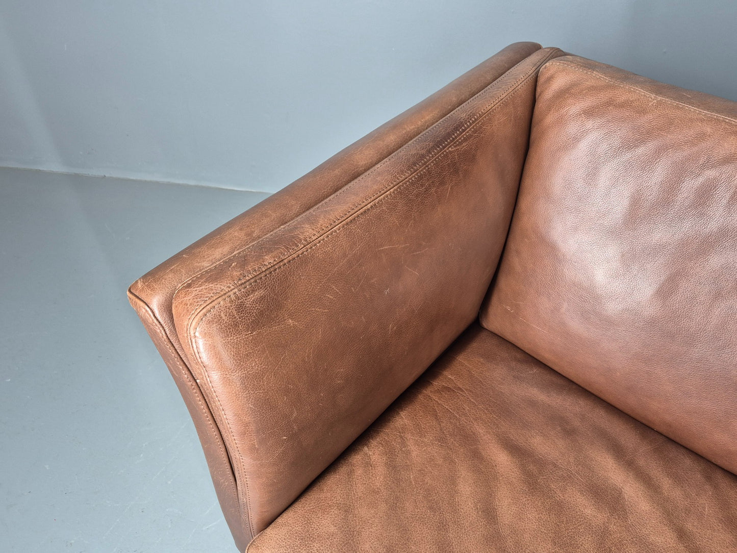 Vintage Mid Century 2 Seater Sofa Danish 1980s Leather Retro EB11636