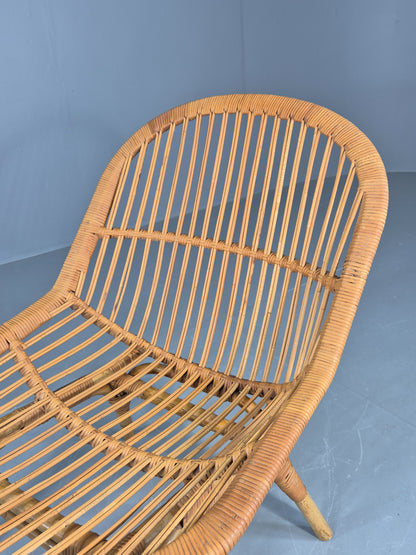 Vintage 1970s Cane Tub Chair New Cushion Retro EB12267