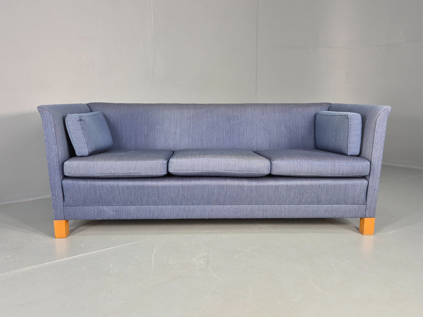Vintage Danish Mid Century 3 Seater Sofa Original Blue Wool 1950s Retro EB12371
