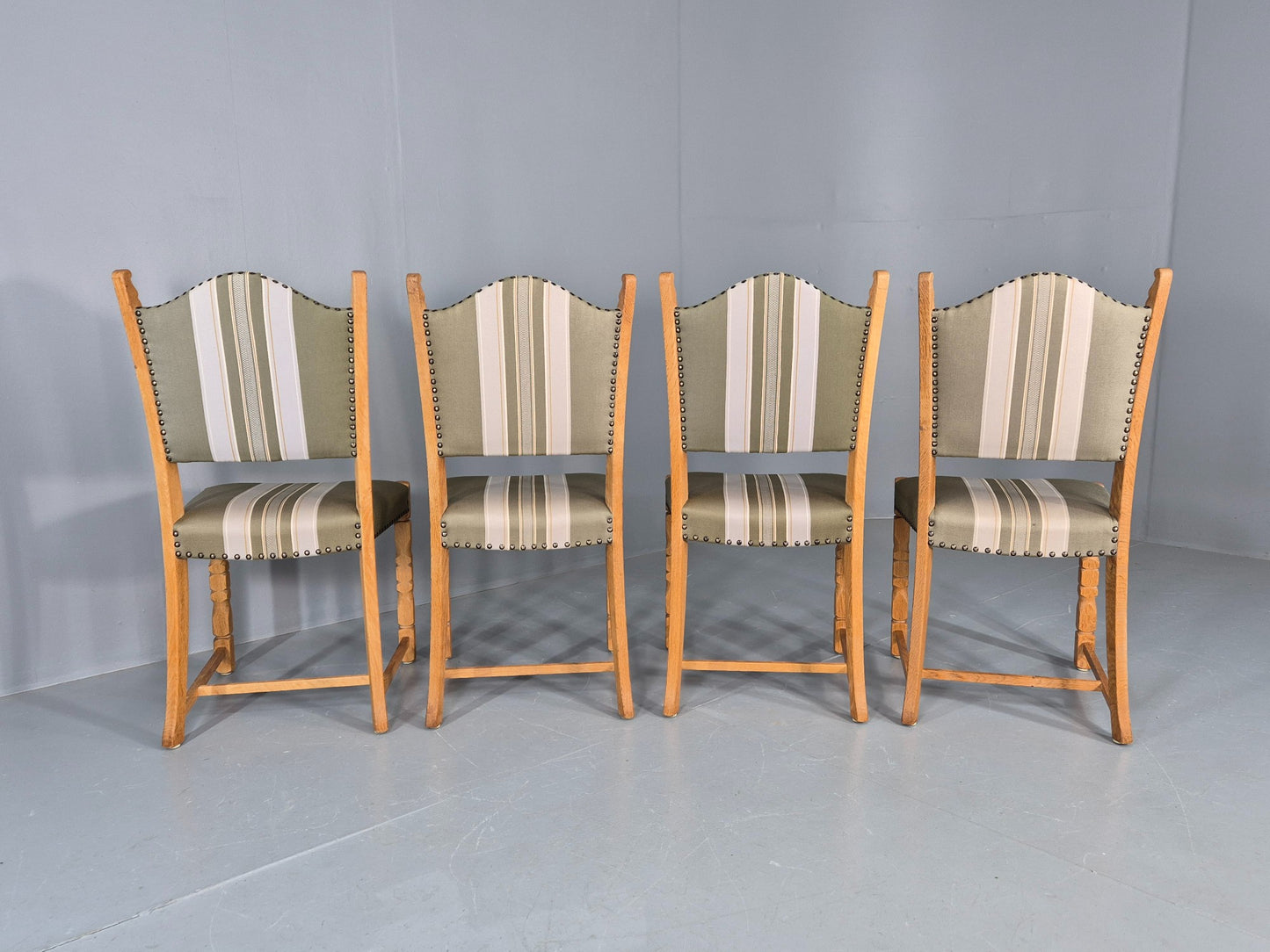 4 Vintage Henning Kjaernulf Dining Chairs Oak Frame 1970s Retro  EB12127