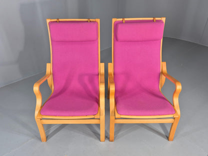2 Vintage Bentwood Lounge Chairs Finn Ostergaard Pink Wool Retro EB12143