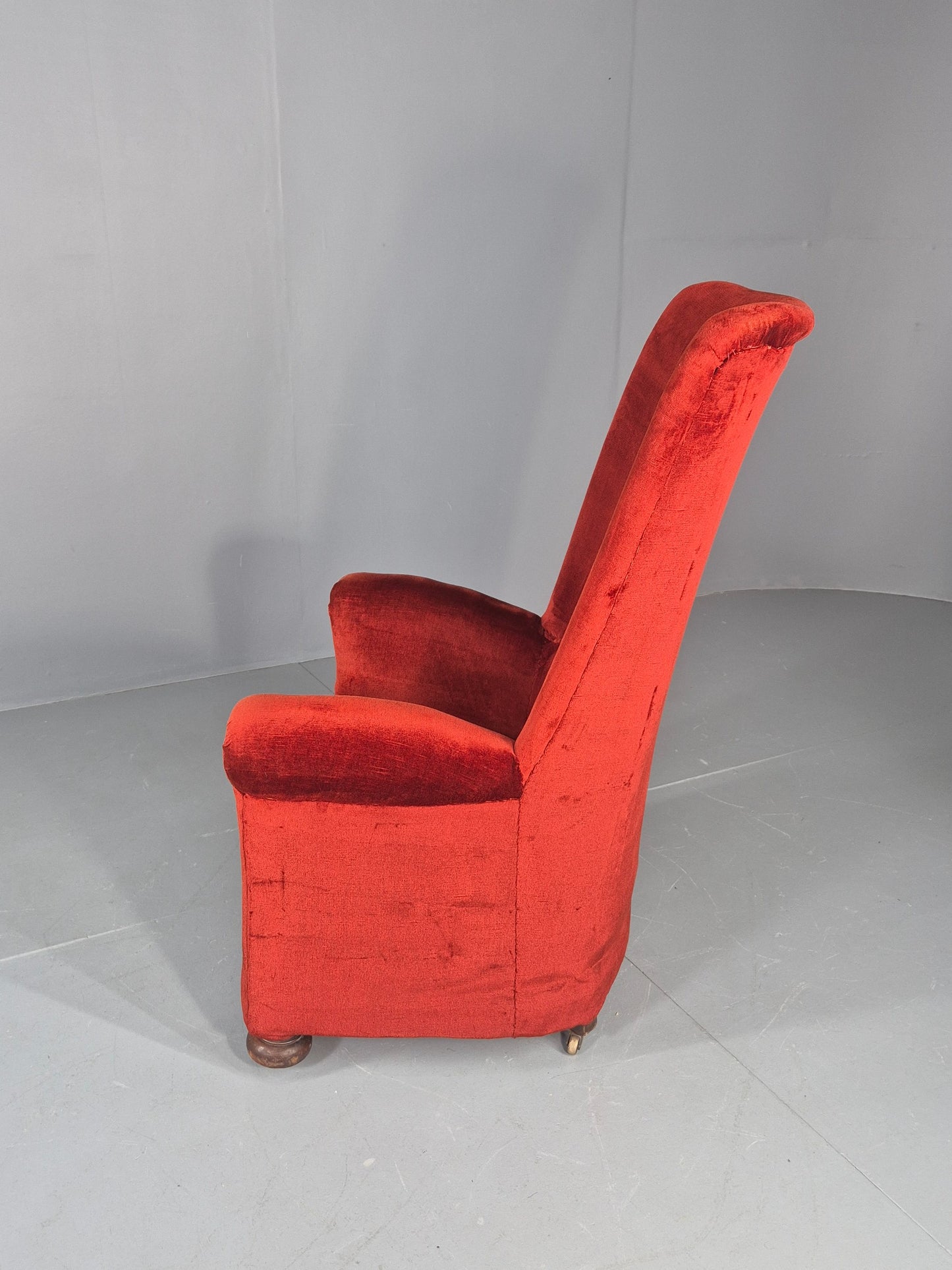Vintage Rocking Chair Mid Century Red Velour 1950s Retro EB12794