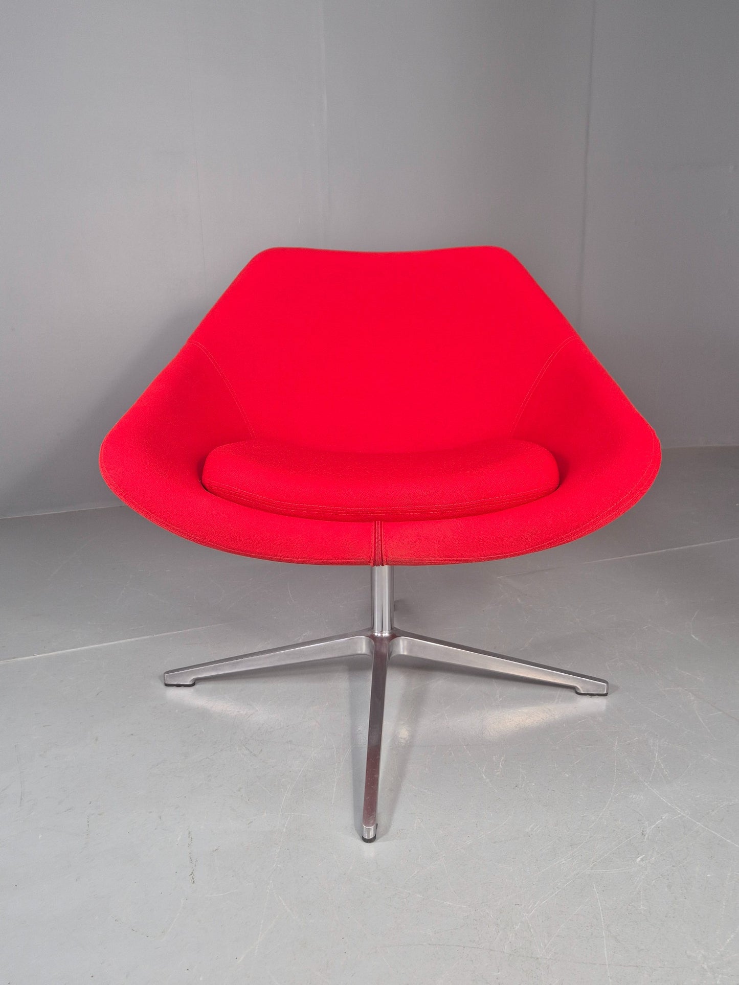 Vintage Allermuir Open Range Swivel Chair Red Fabric EB12248