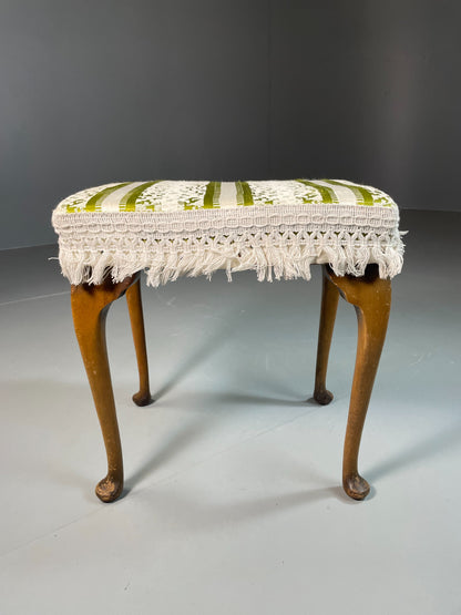 Vintage Danish 1960s Regency Revival Foot Stool White & Green Retro EB06333