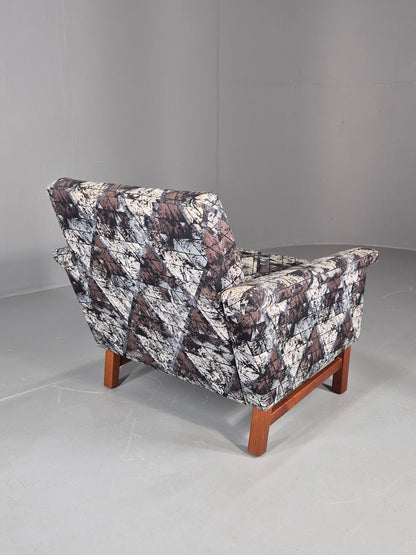 Vintage Midcentury Modern lounge Chair Swedish Design Abstract Pattern EB11100