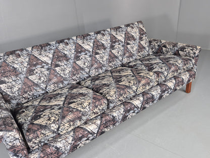 Vintage Mid Century Modern 3 Seater Sofa Swedish Abstract Fabric 1960s EB11077