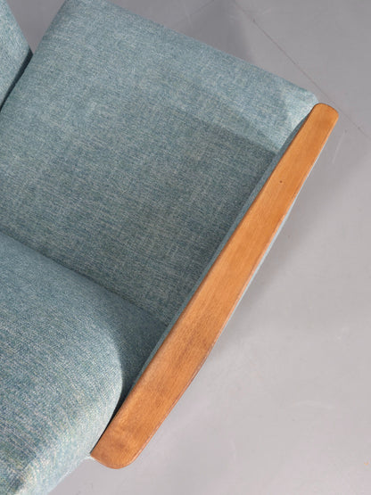 Mid Century Style Lounge Chair Newly Upholstered in Blue Retro EB9981