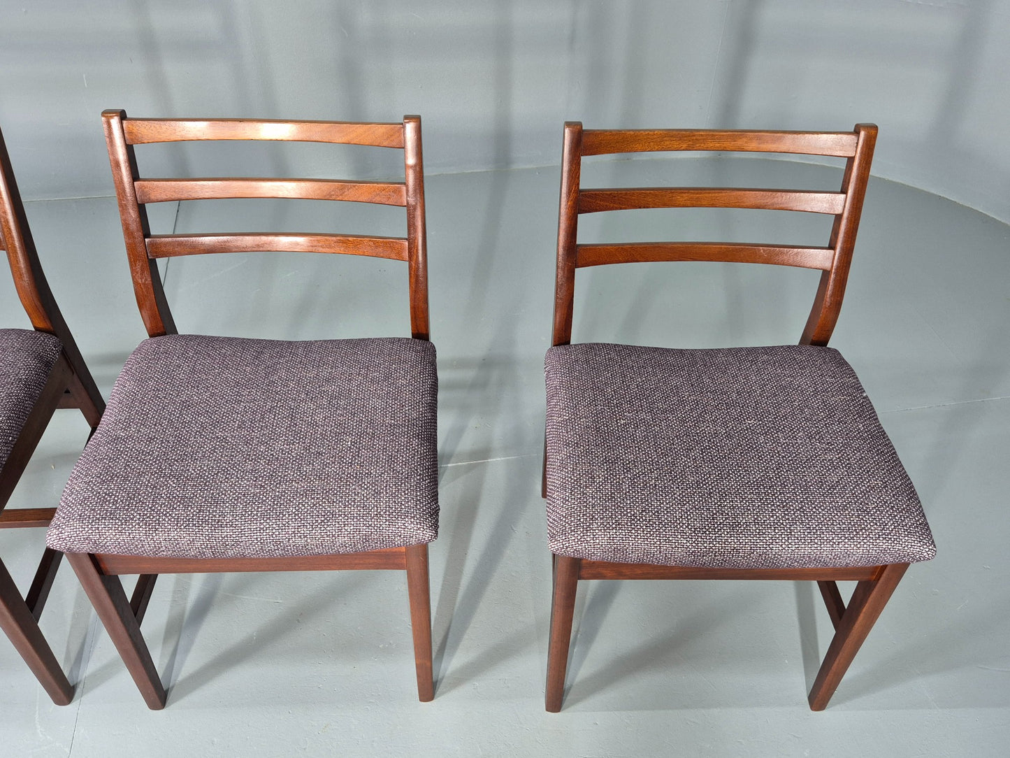 4 Vintage Teak Dining Chairs 1960s Mid Century with New Upholstery Retro EB11765