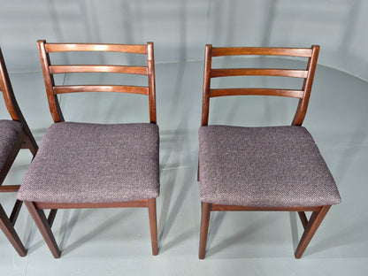 4 Vintage Teak Dining Chairs 1960s Mid Century with New Upholstery Retro EB11765